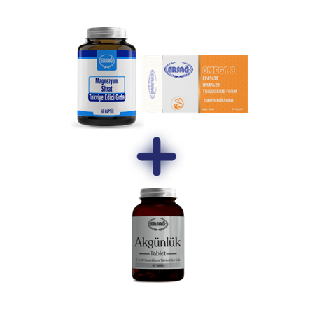 ERSAĞ OMEGA 3, MAGNEZYUM SİTRAT ALANA AKGÜNLÜK TABLET HEDİYE