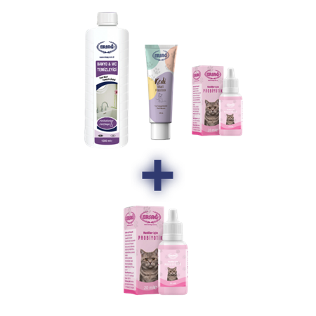 ERSAĞ BANYO WC TEMİZLEYİCİ 1L, KEDİ MALT PASTASI 100 ML, KEDİLER İÇİN PROBİYOTİK 2X20ML