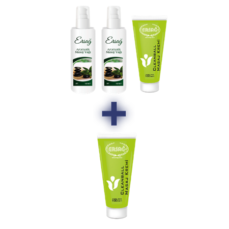 ERSAĞ 3 ADET AROMATİK MASAJ YAĞI 100 ML, 1 ADET CLEAN BALL MASAJ KREMİ 100 ML