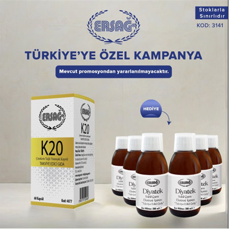 ERSAĞ K20 TAKVİYE EDİCİ GIDA ALANA DİYATEK (6 LI) HEDİYE
